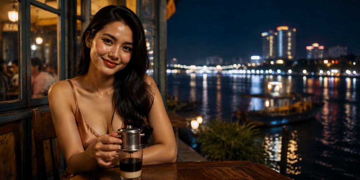 Người dùng tại vùng Mekong thư giãn bên ly cà phê và tham gia trò chơi trực tuyến trên điện thoại