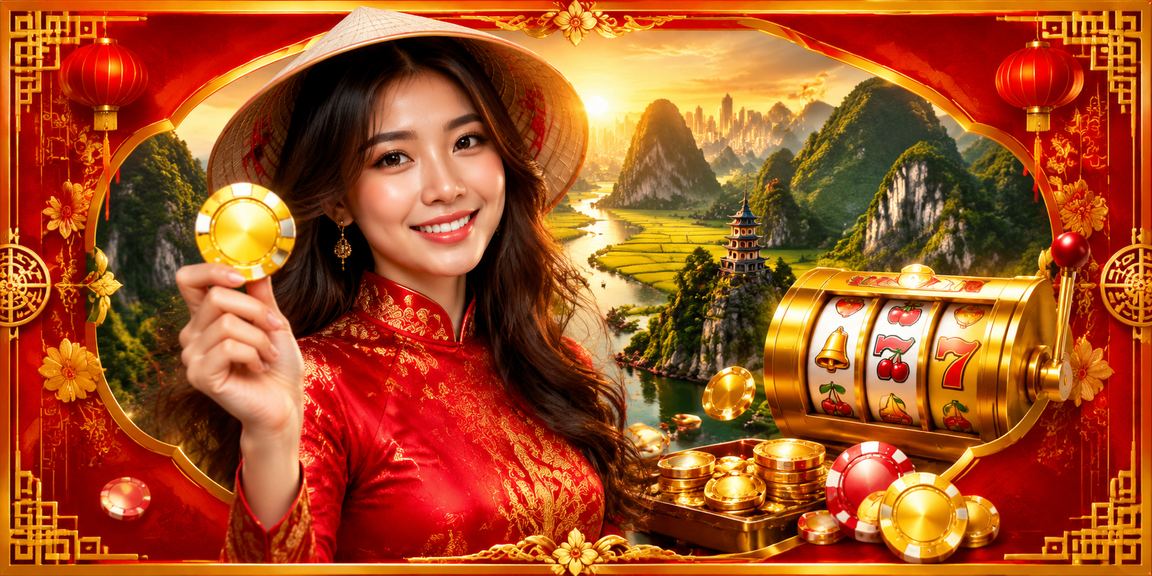 Người mẫu Việt Nam tại Ninh Bình trải nghiệm trò chơi slot online giữa khung cảnh thiên nhiên hùng vĩ